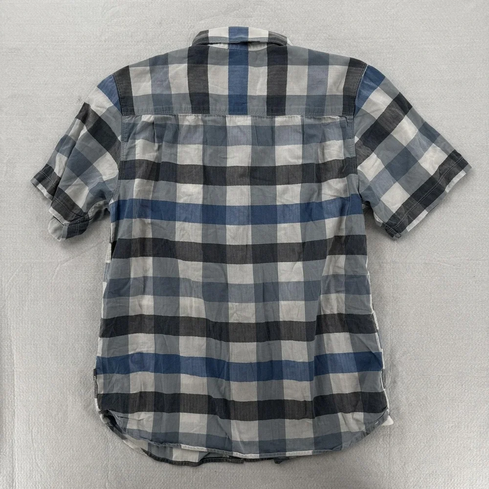 North Face Shirt‎ Mens Medium Blue Gray Plaid Short Sleeve Button Up Outdoor